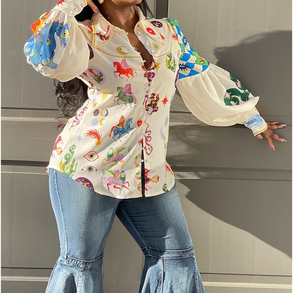 XPlusWear Balloon Sleeve Blouse - Picture 5 of 6